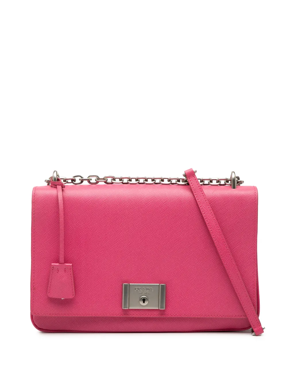 Prada Pre-Owned 2018-2025 Saffiano Lux Lock Chain Flap crossbody bag - Rosa