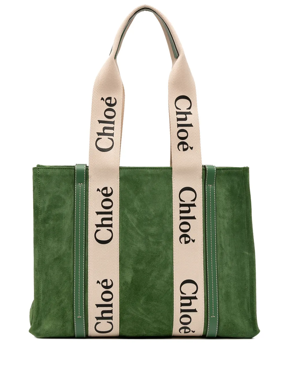 Chloé Pre-Owned 2021 Medium Suede Woody tote bag - Verde