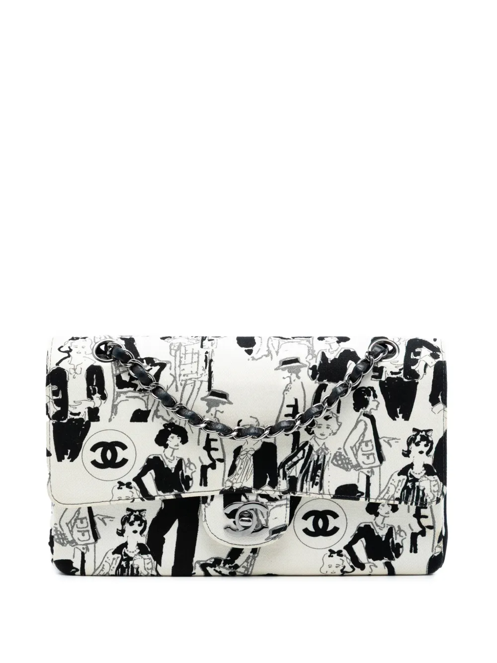 CHANEL Pre-Owned 2003-2004 Medium Classic Canvas Coco Mademoiselle Double Flap shoulder bag - Bianco