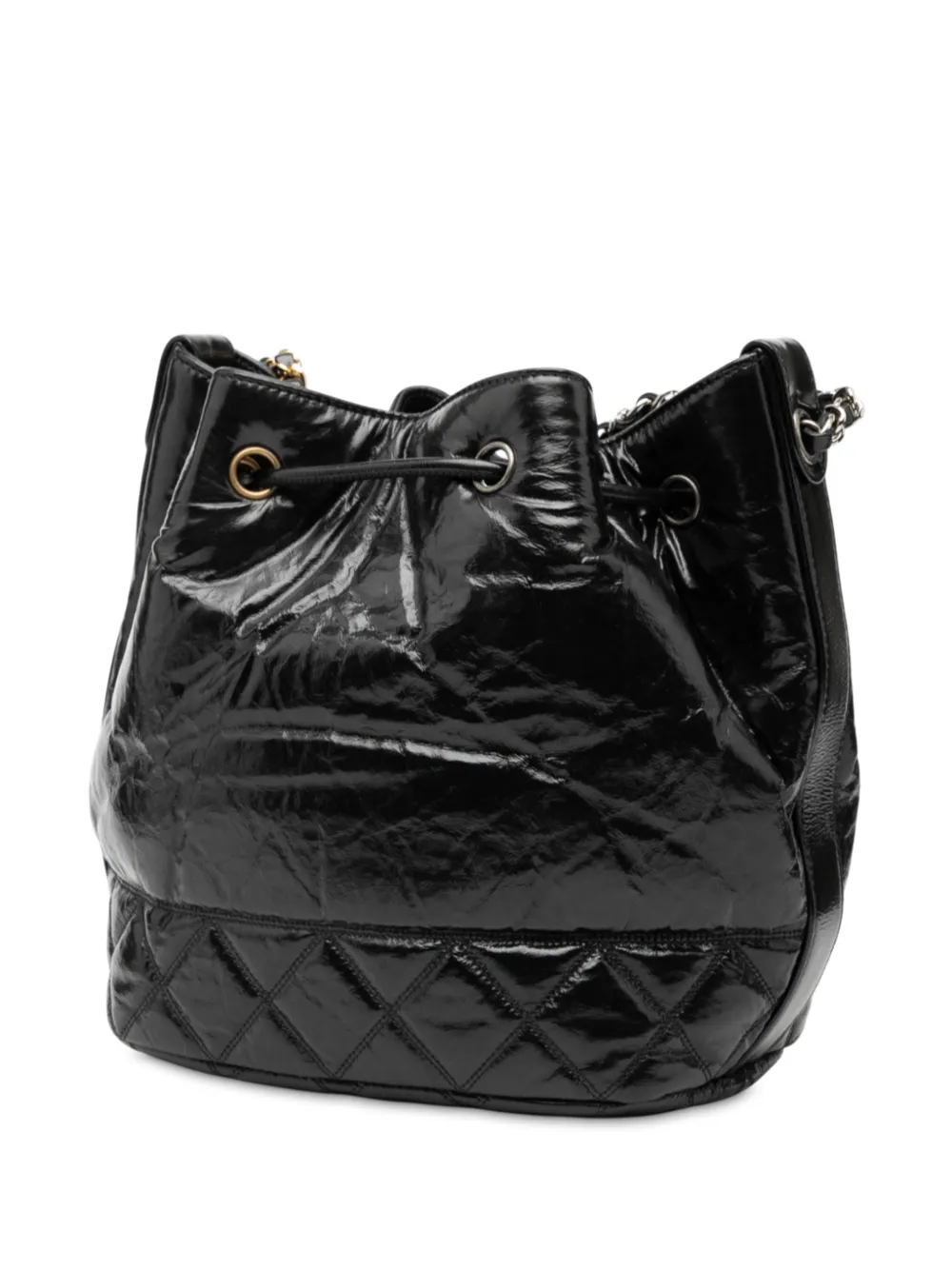 2020 Shiny Aged Calfskin Cc Chain Drawstring Bucket Bag