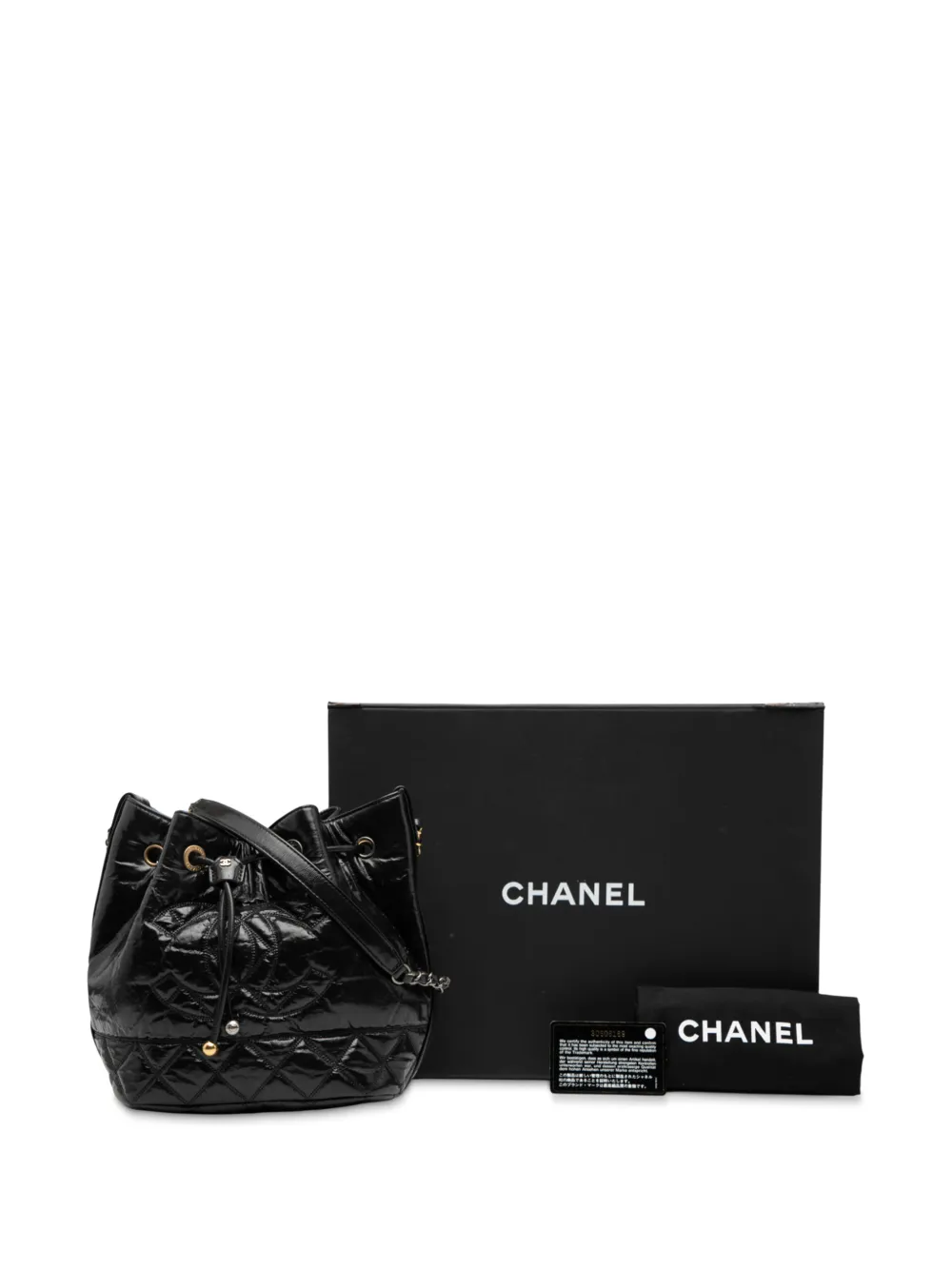 2020 Shiny Aged Calfskin Cc Chain Drawstring Bucket Bag