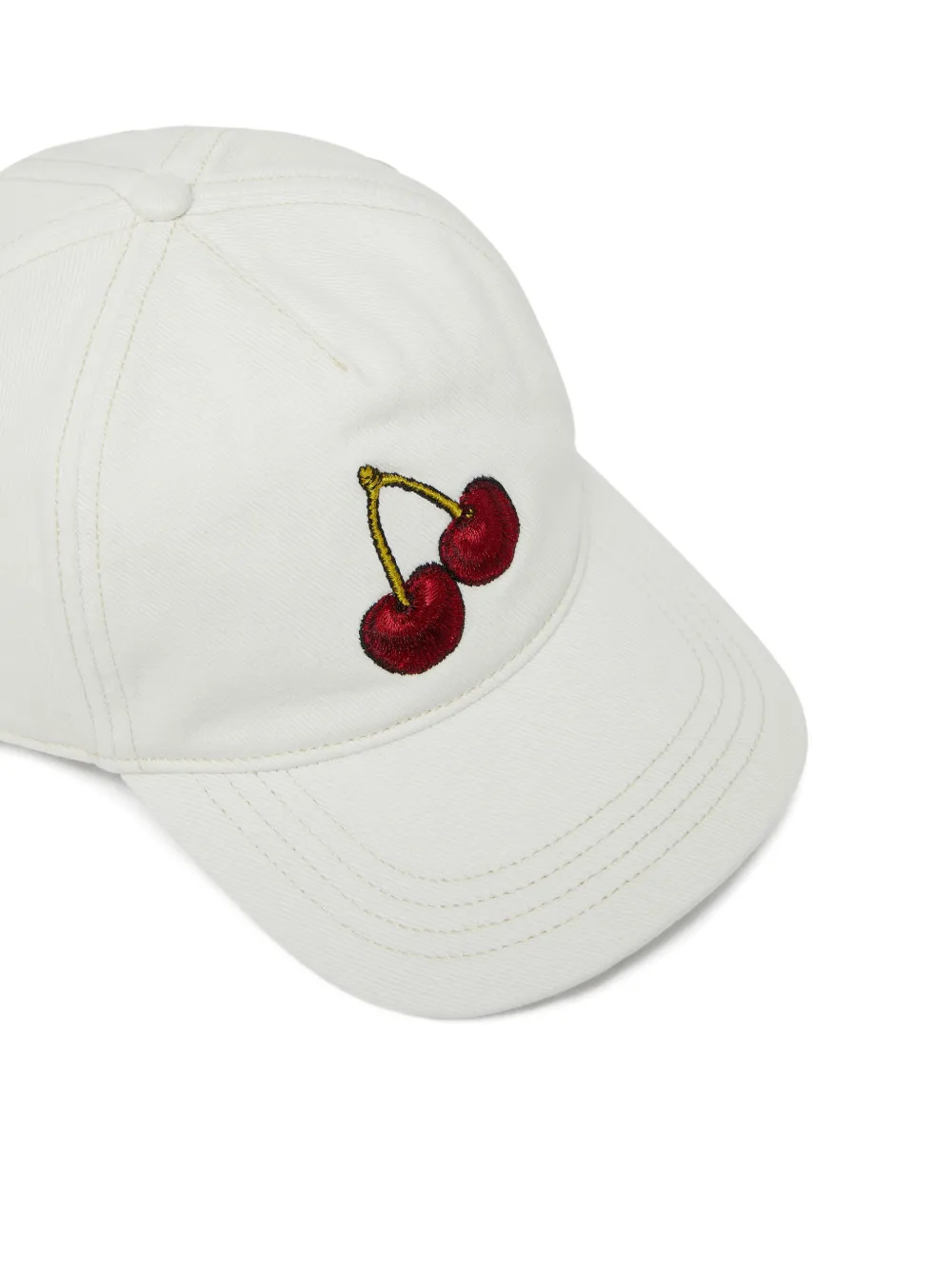  Diesel Cherry-embroidery Cap Hat - White 