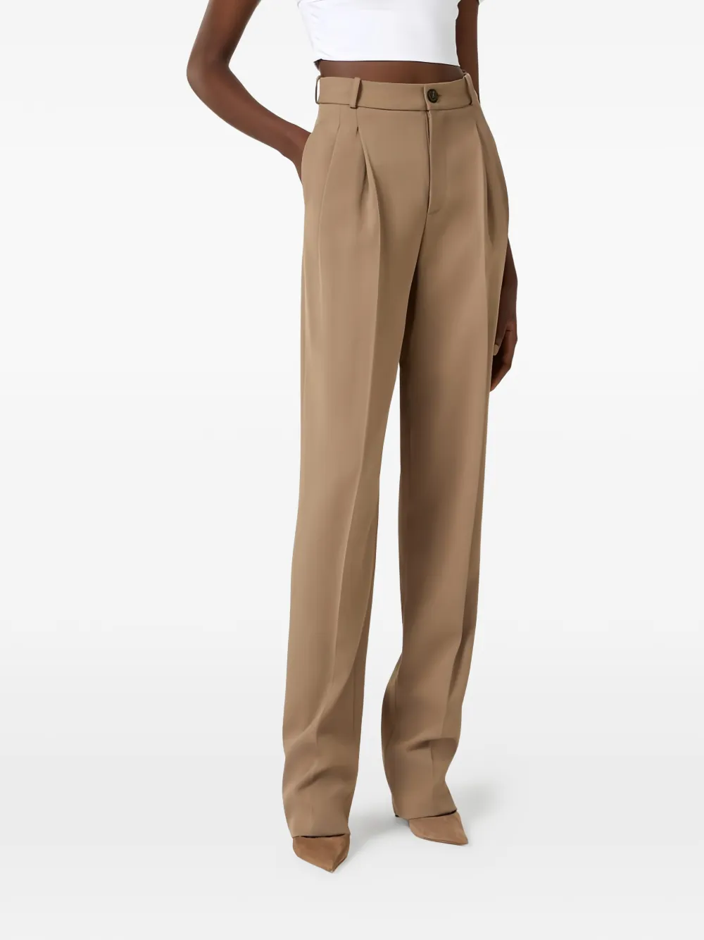 Elisabetta Franchi Gabardine broek met plooien Beige