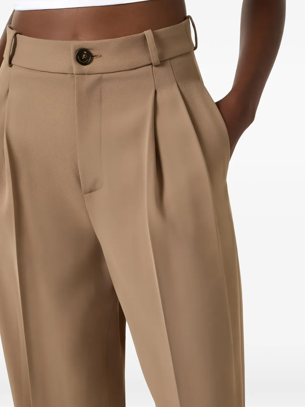 Elisabetta Franchi Gabardine broek met plooien Beige