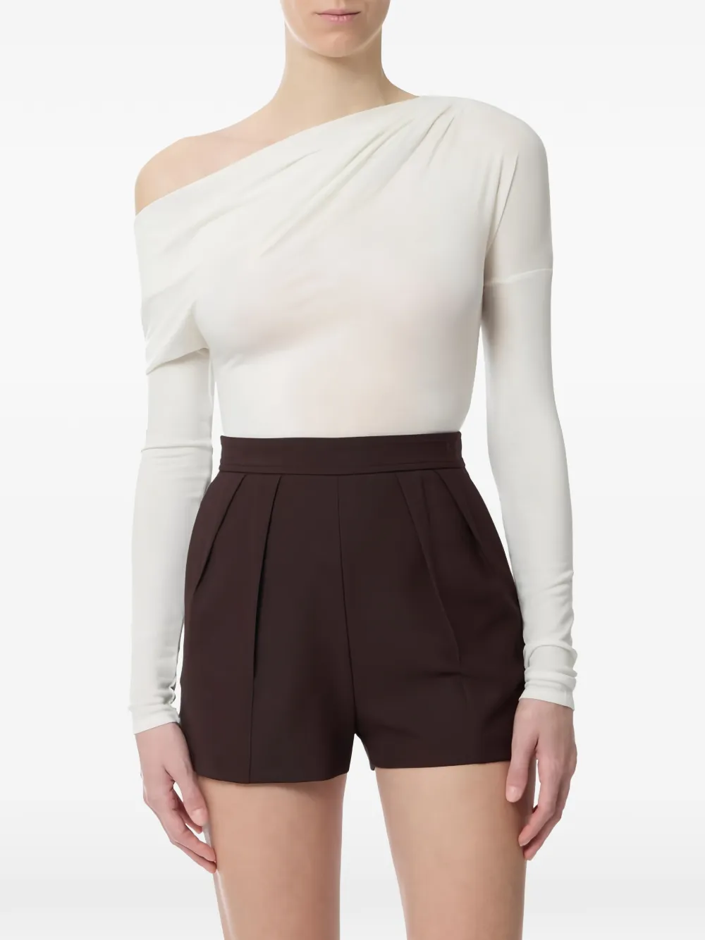 Elisabetta Franchi draped asymmetric-neck top - Weiß