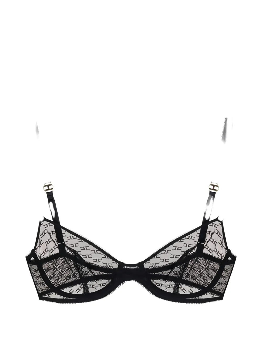 Elisabetta Franchi monogram tulle bra - Nero
