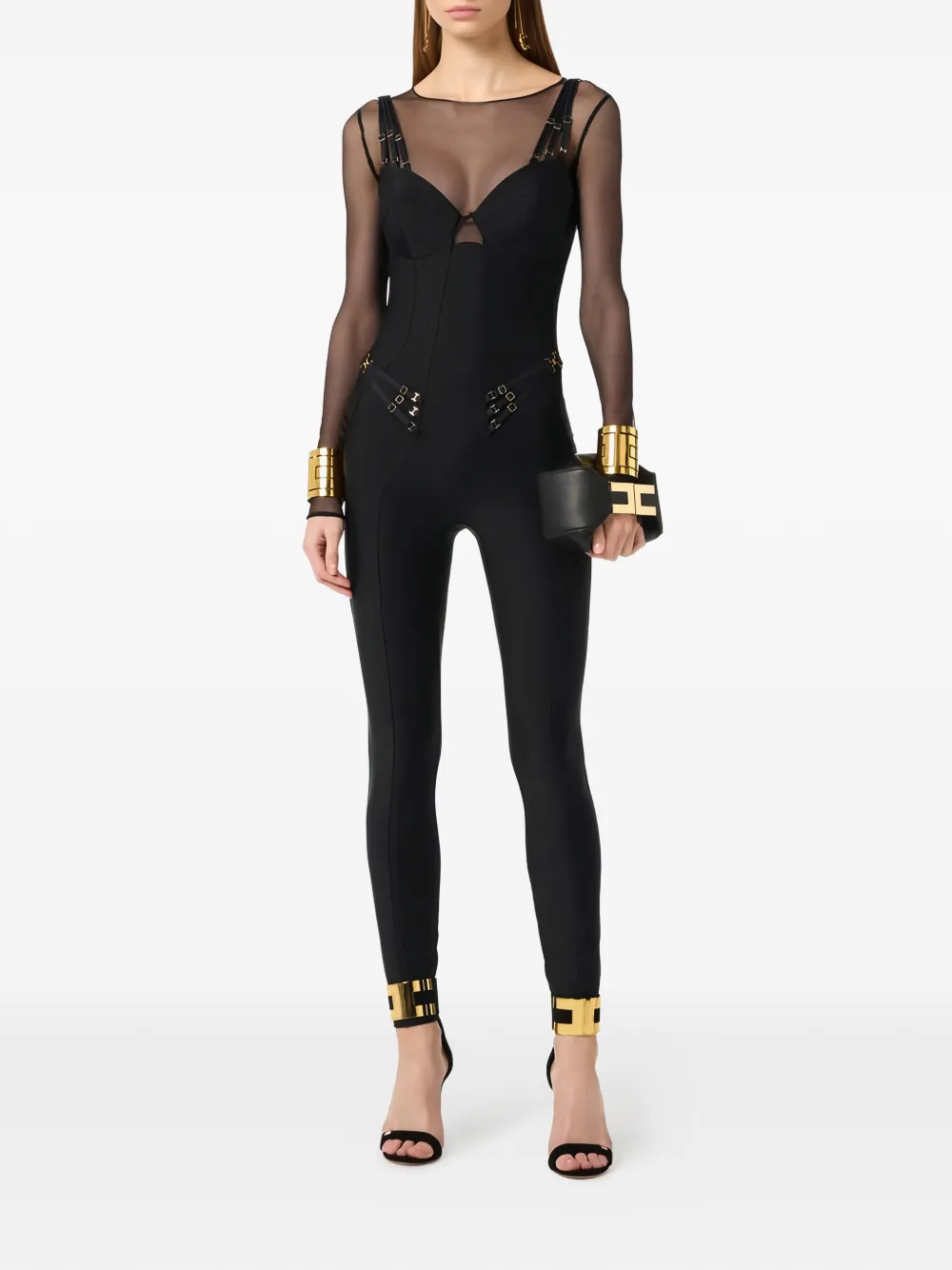 Elisabetta Franchi tulle jumpsuit - Zwart