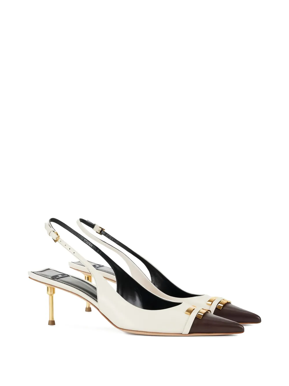 Elisabetta Franchi contrasting logo-detail slingback pumps Beige