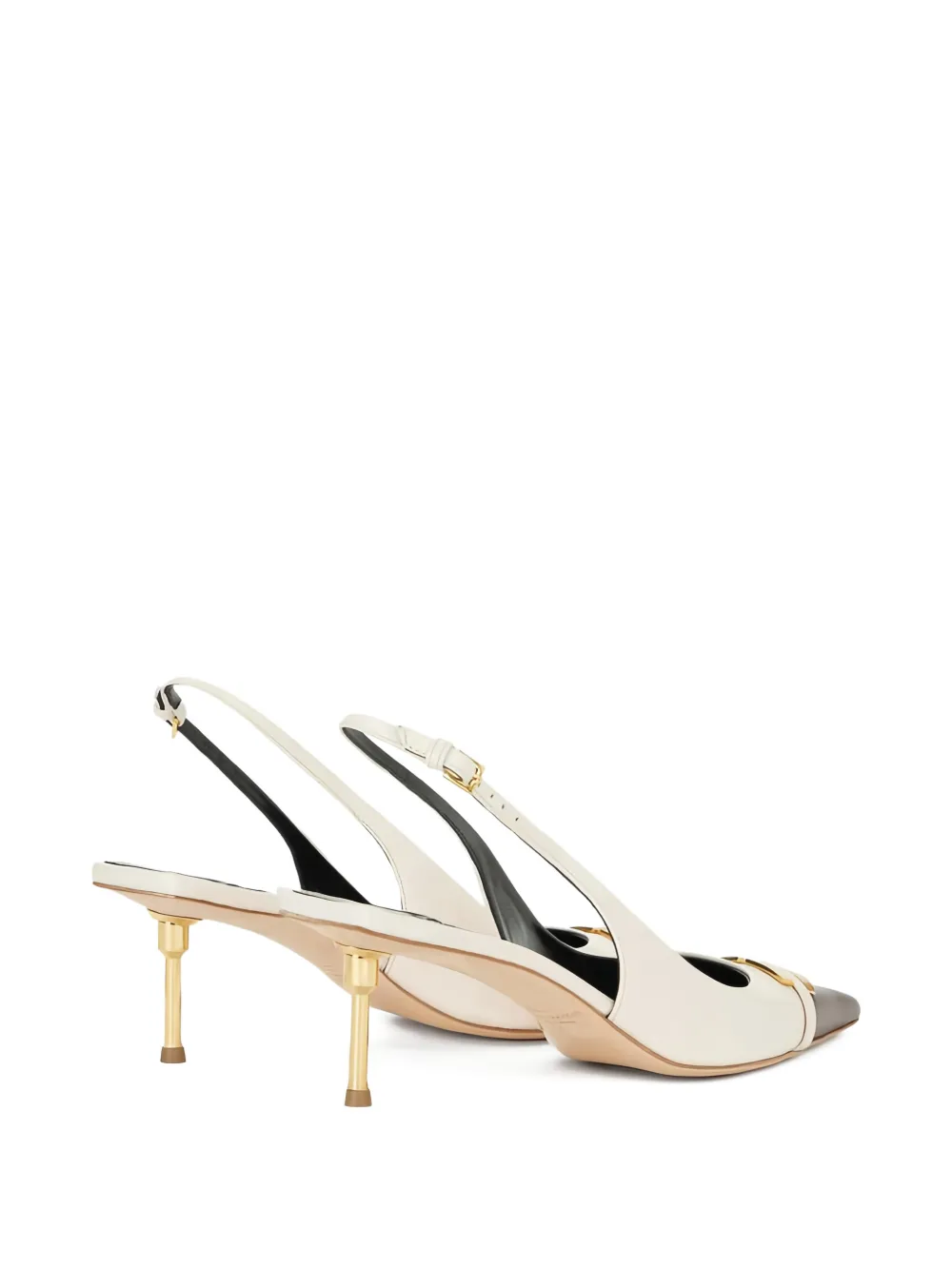 Elisabetta Franchi contrasting logo-detail slingback pumps Beige