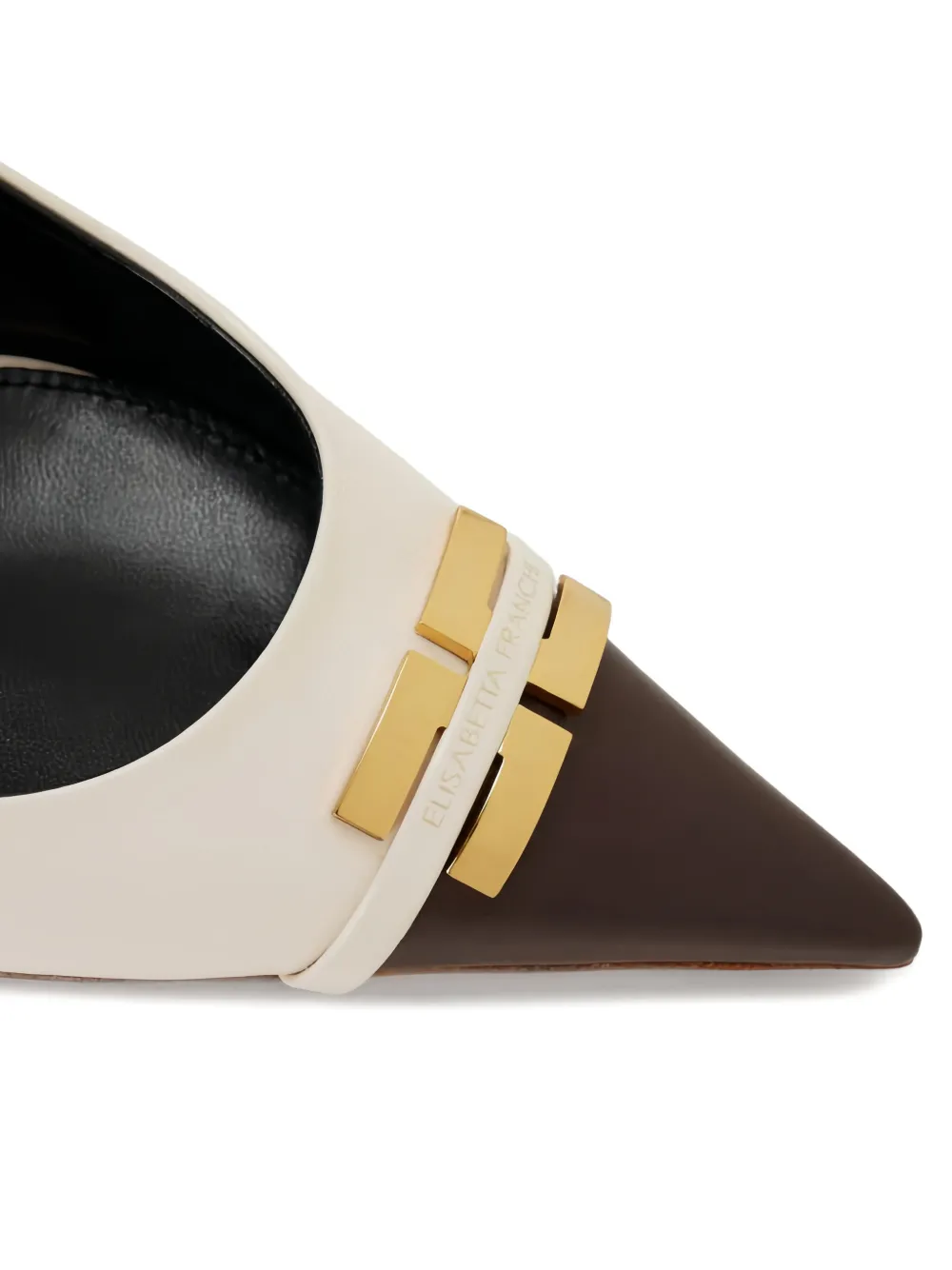 Elisabetta Franchi contrasting logo-detail slingback pumps Beige