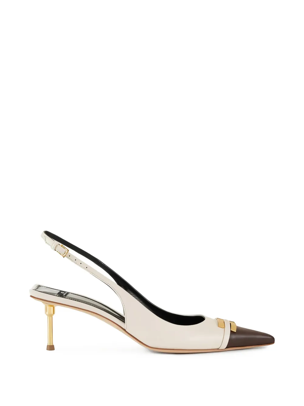 Elisabetta Franchi contrasting logo-detail slingback pumps Beige