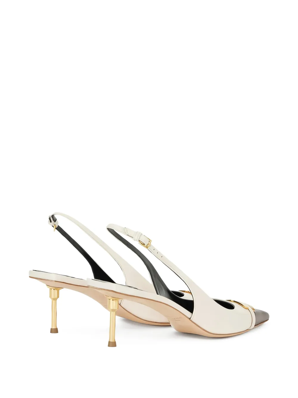 Elisabetta Franchi Leren slingback pumps met logo Beige