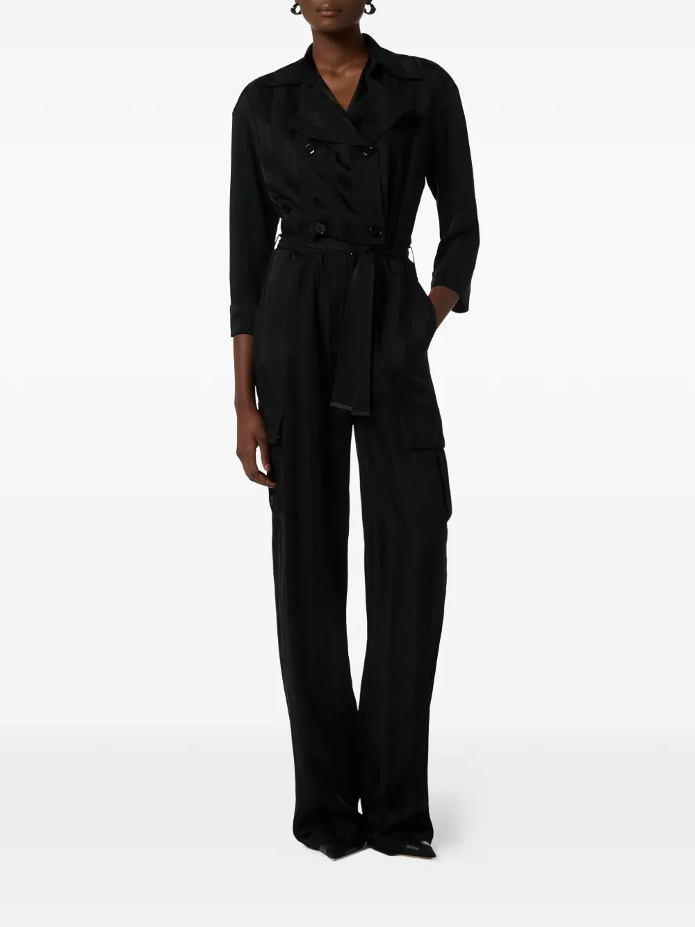 Elisabetta Franchi jacquard striped belted jumpsuit - Zwart