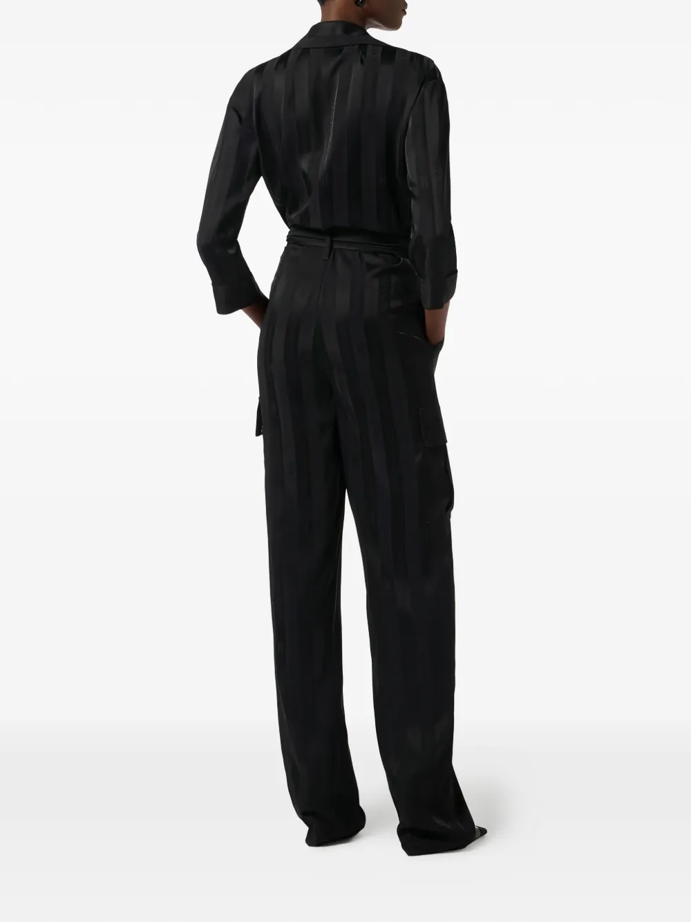 Elisabetta Franchi Jumpsuit met ceintuur en jacquard Zwart
