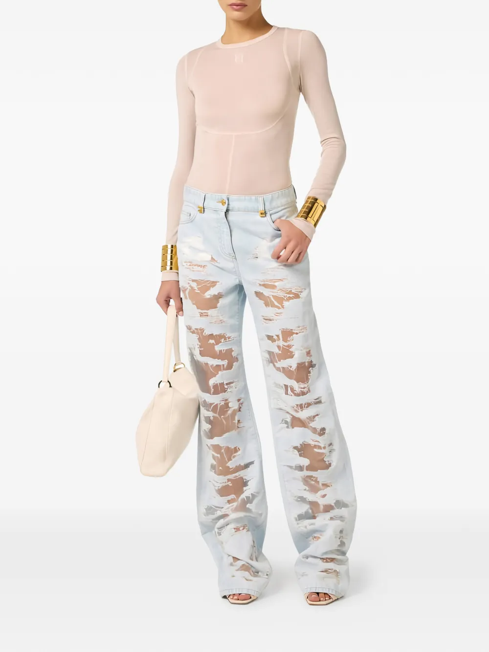  Elisabetta Franchi Embroidered-logo T-shirt - Neutrals 
