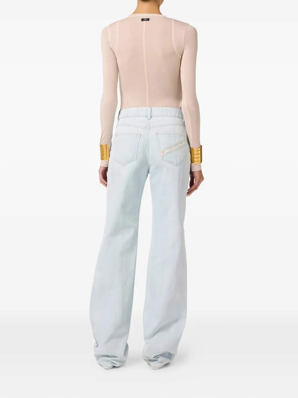  Elisabetta Franchi Embroidered-logo T-shirt - Neutrals 