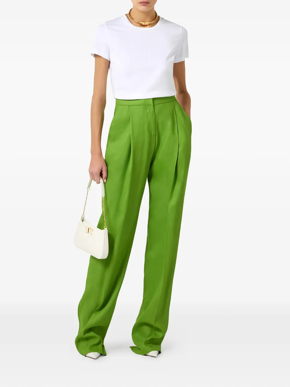  Elisabetta Franchi Embroidered-logo T-shirt - Neutrals 