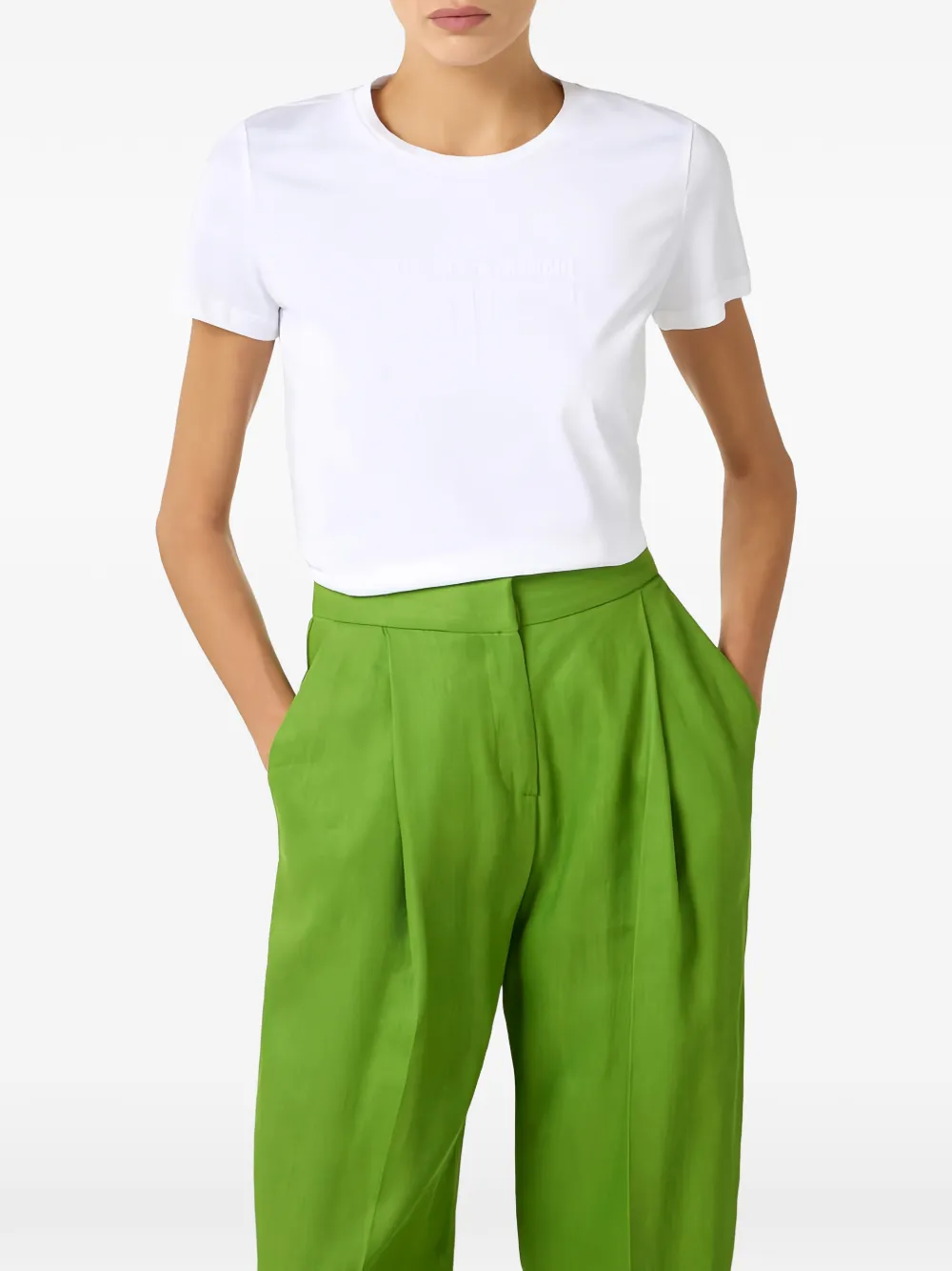Elisabetta Franchi T-shirt met geborduurd logo Beige