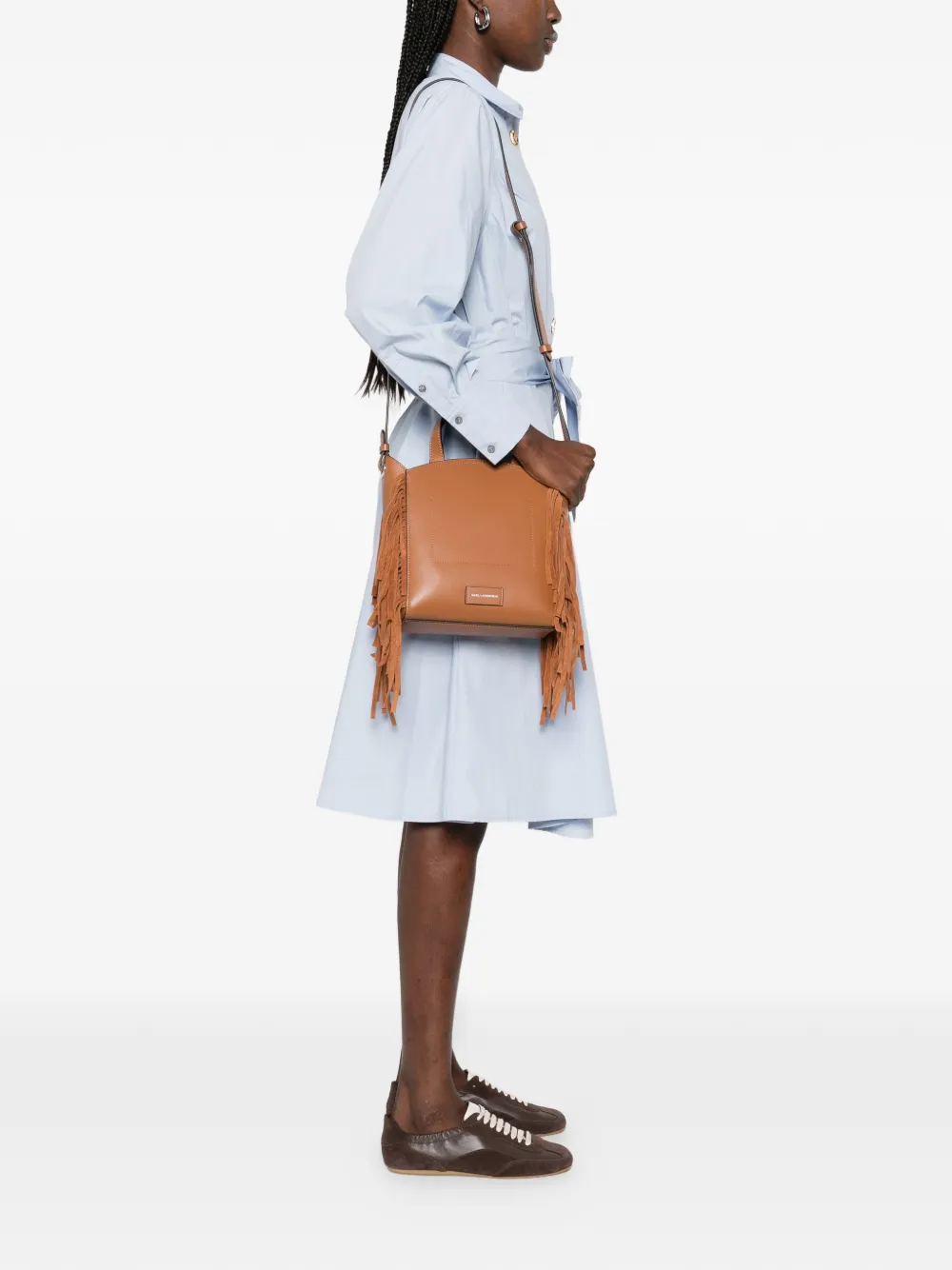 Karl Lagerfeld Shopper met franje Bruin