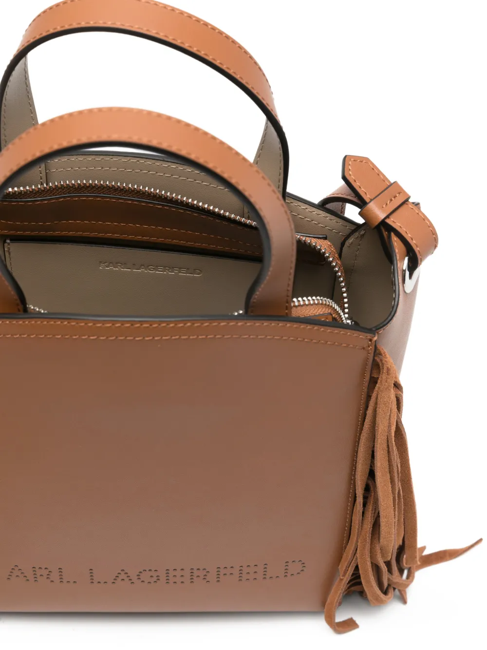 Karl Lagerfeld Shopper met franje Bruin