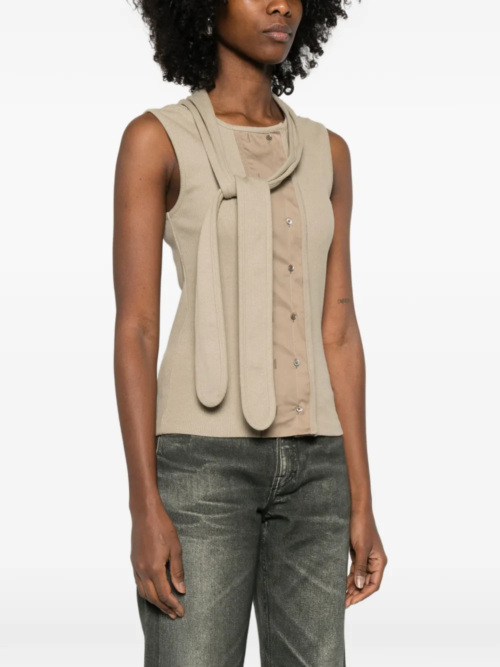  Lemaire Asymmetrical Tie Top - Neutrals 