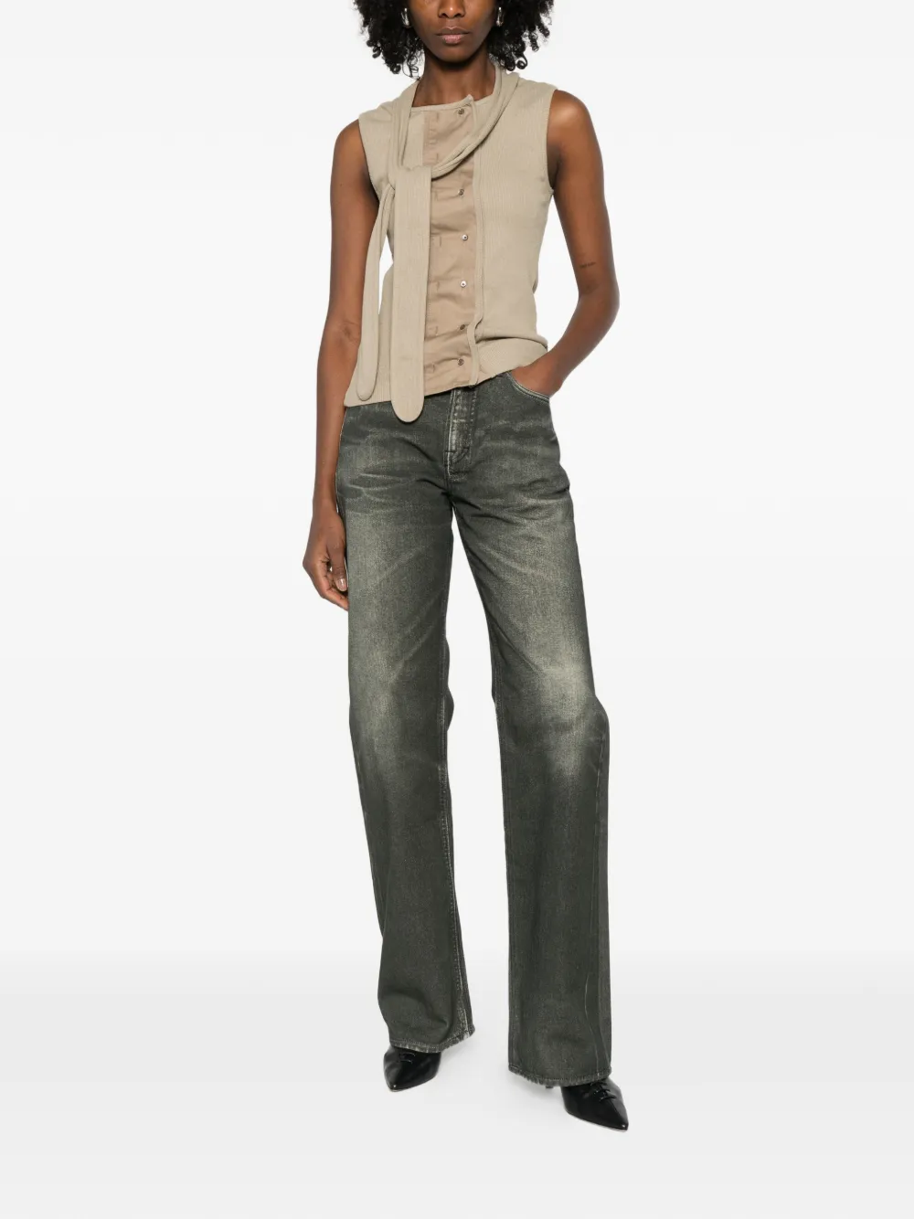  Lemaire Asymmetrical Tie Top - Neutrals 