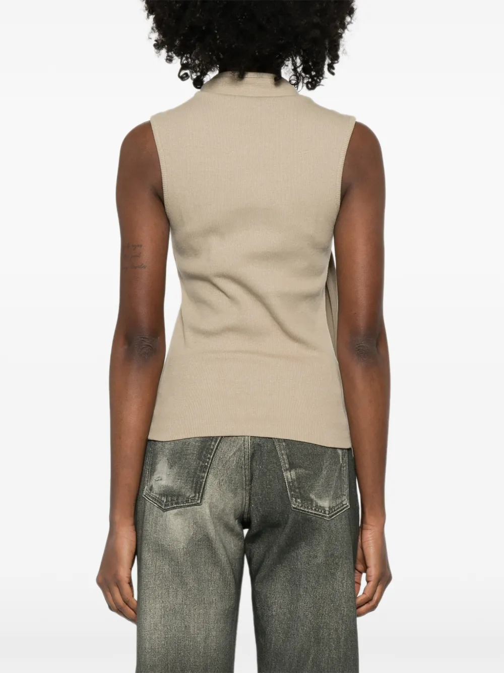 LEMAIRE Asymmetrische gestrikte top Beige