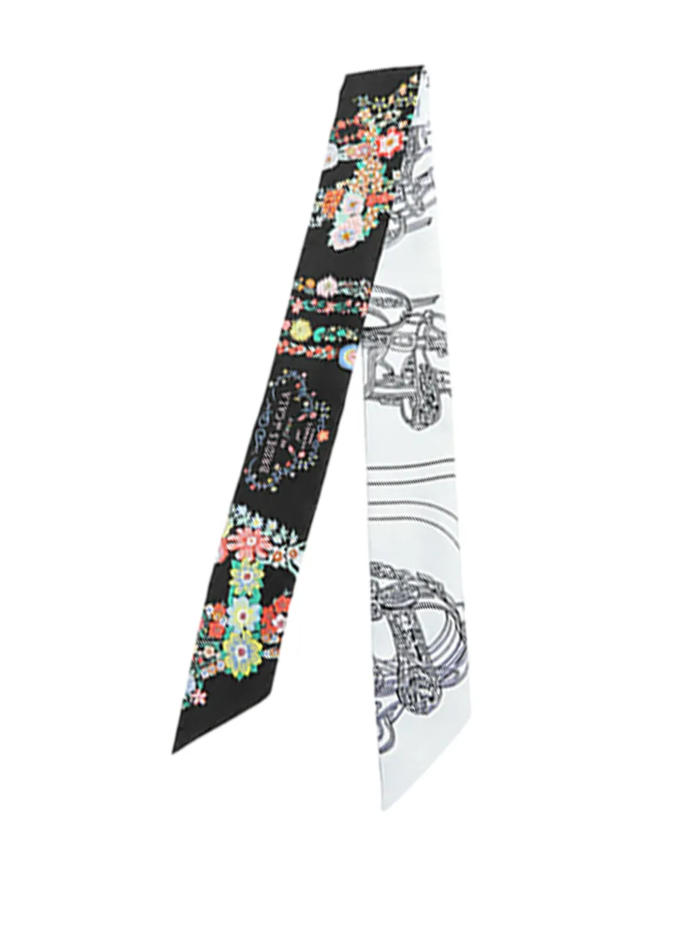 Hermès Pre-Owned 2010-2025 Brides de Gala en Fleurs Silk Twilly Scarf scarves - Nero