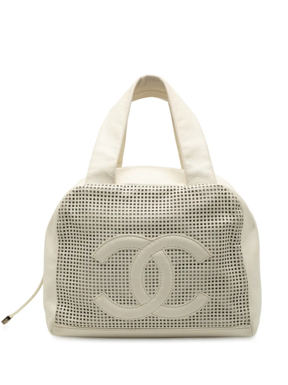 CHANEL Pre-Owned 2004-2005 CC Perforated Caviar Bowler Bag handbag - Bianco