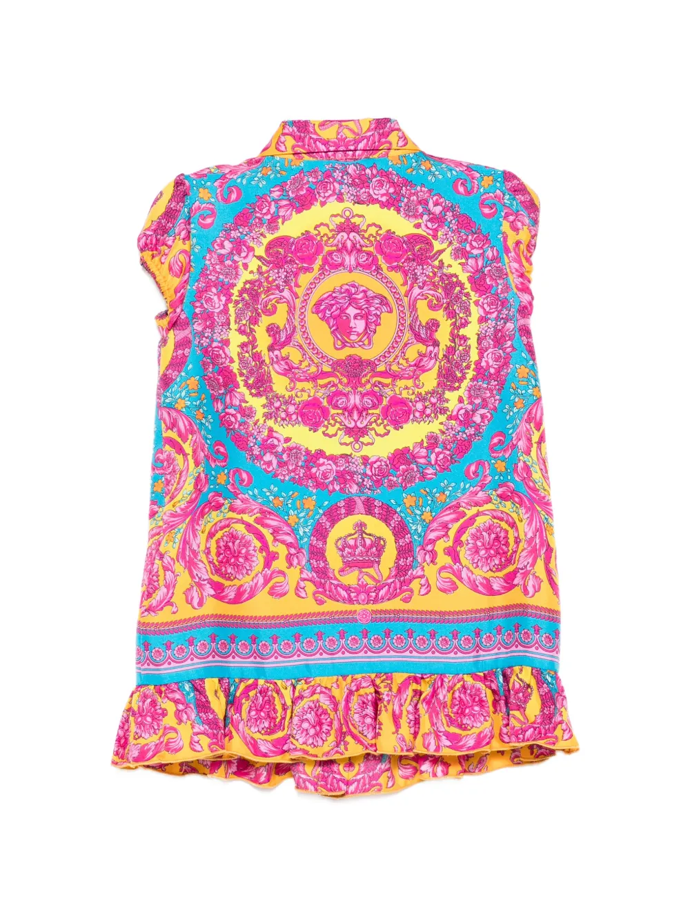 Versace Kids ruffled print dress - Geel