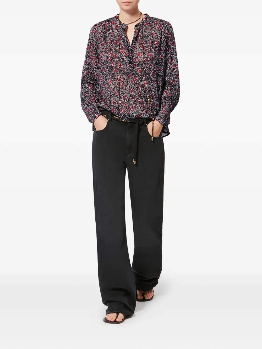 ISABEL MARANT floral-pattern long-sleeve blouse - Zwart