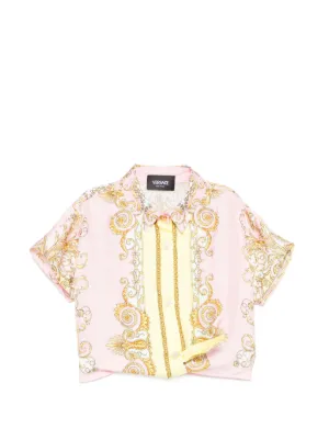 Versace Kids ストライプ クロップドシャツ | ピンク | FARFETCH JP