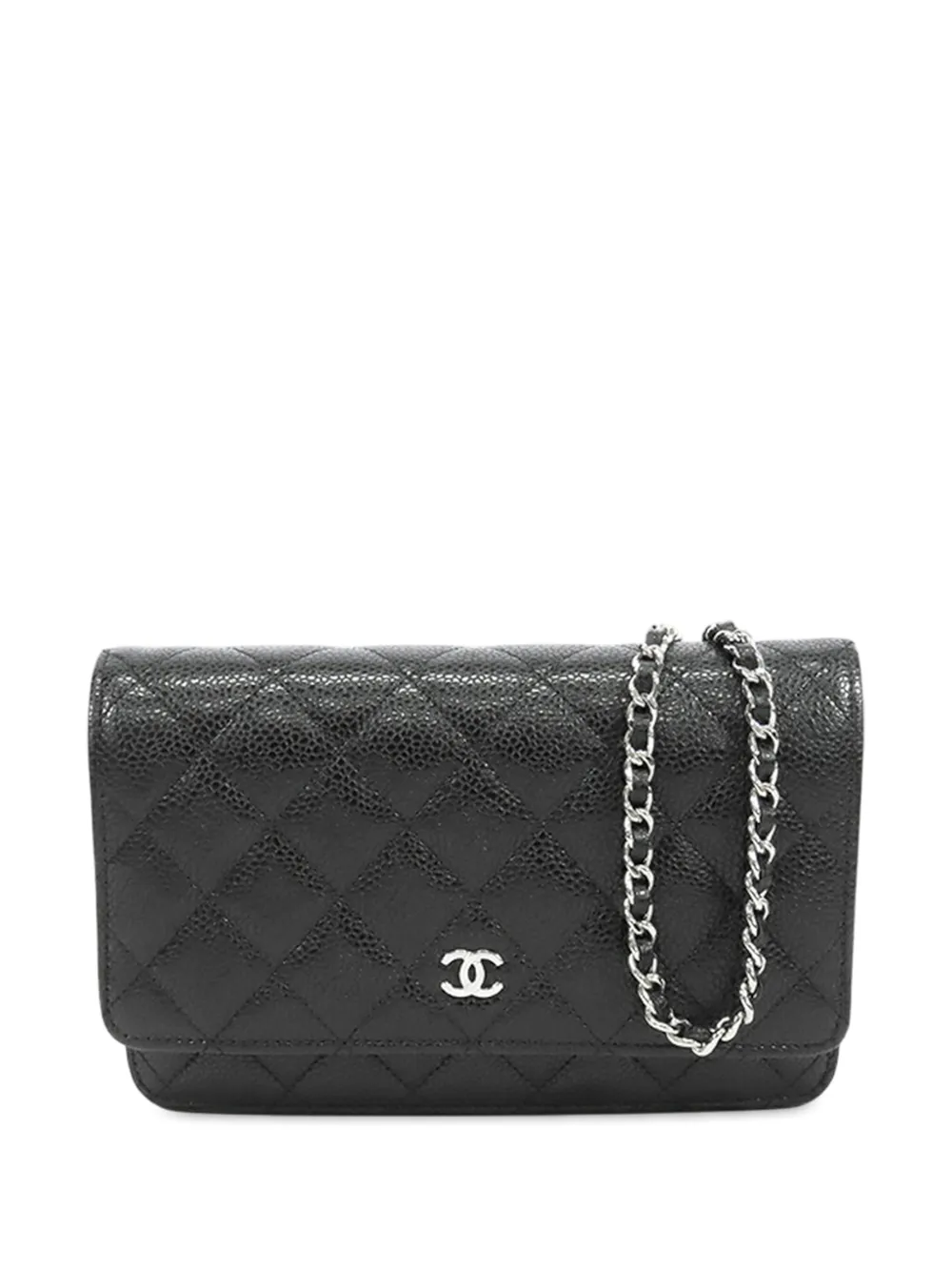 CHANEL Pre-Owned 2021-2025 CC Quilted Caviar Wallet on Chain crossbody bag - Nero