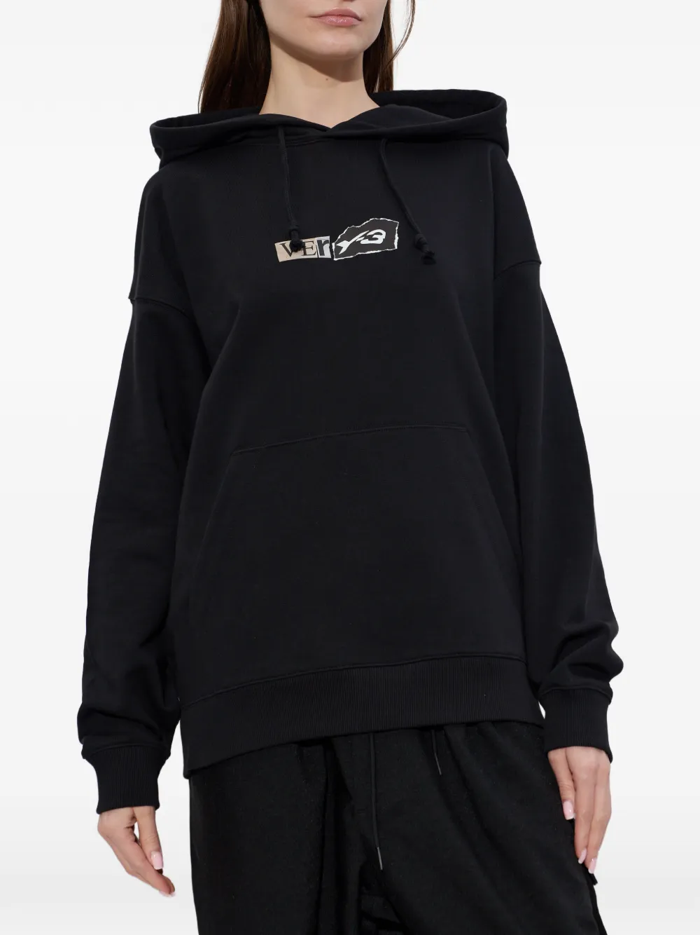 Y-3 Grafische hoodie Zwart