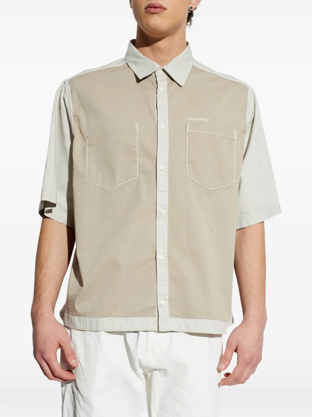 DSQUARED2 Overhemd met borstzak en vlakken Beige