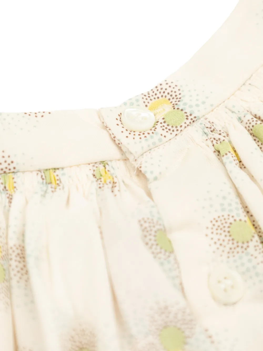 Bonpoint Cyliane jurk met bloemenprint en ruches Beige