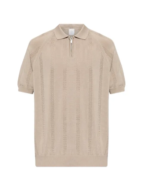 Eleventy zip striped knitted polo shirt
