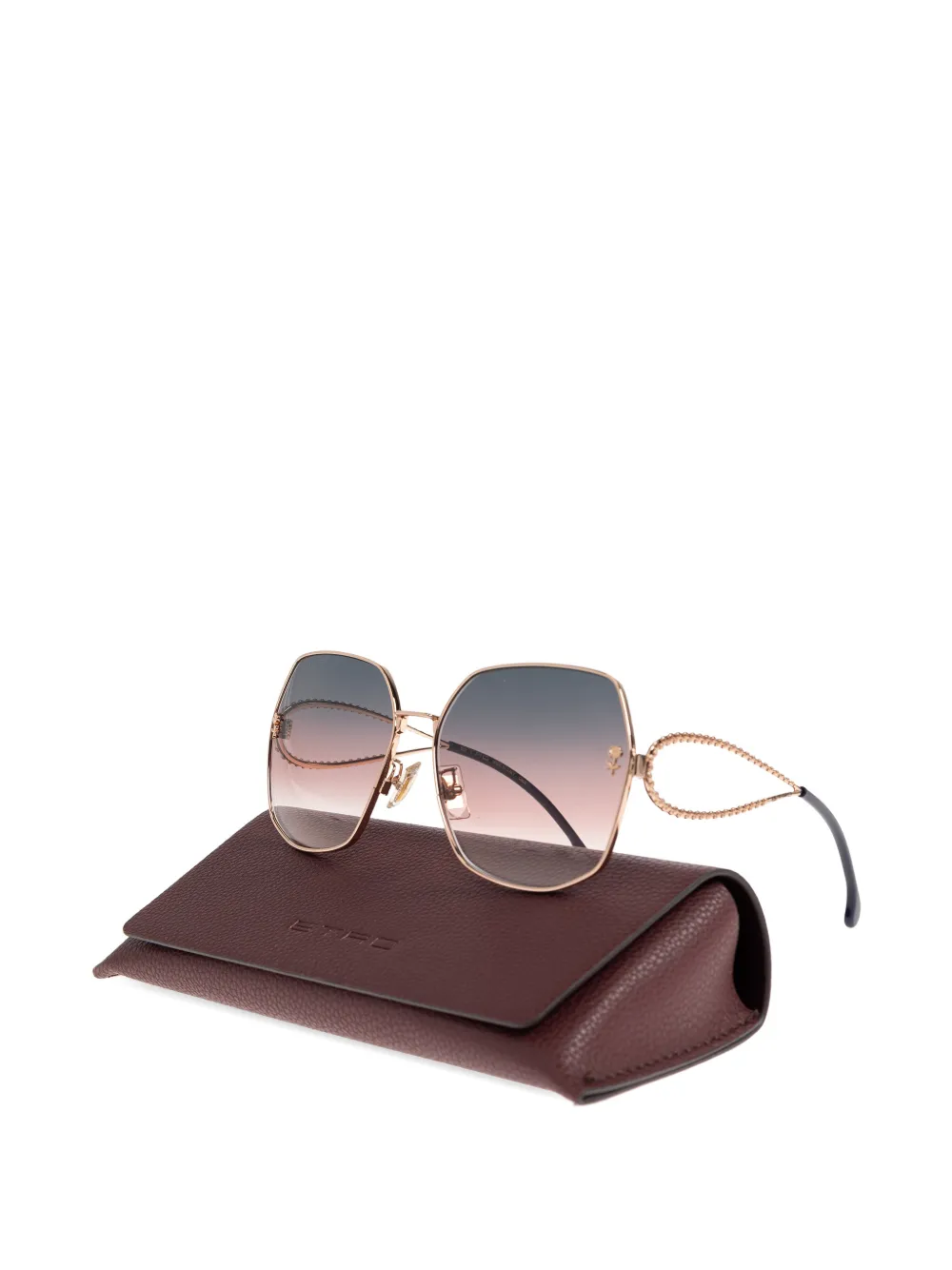 ETRO Zonnebril met geometrisch montuur en bloemdetail Goud