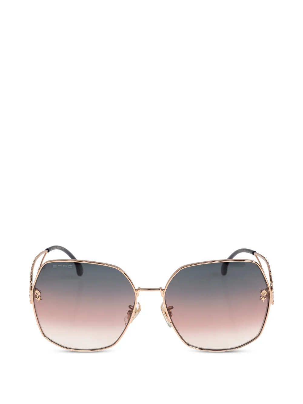 ETRO floral-detail geometric-frame sunglasses - Oro