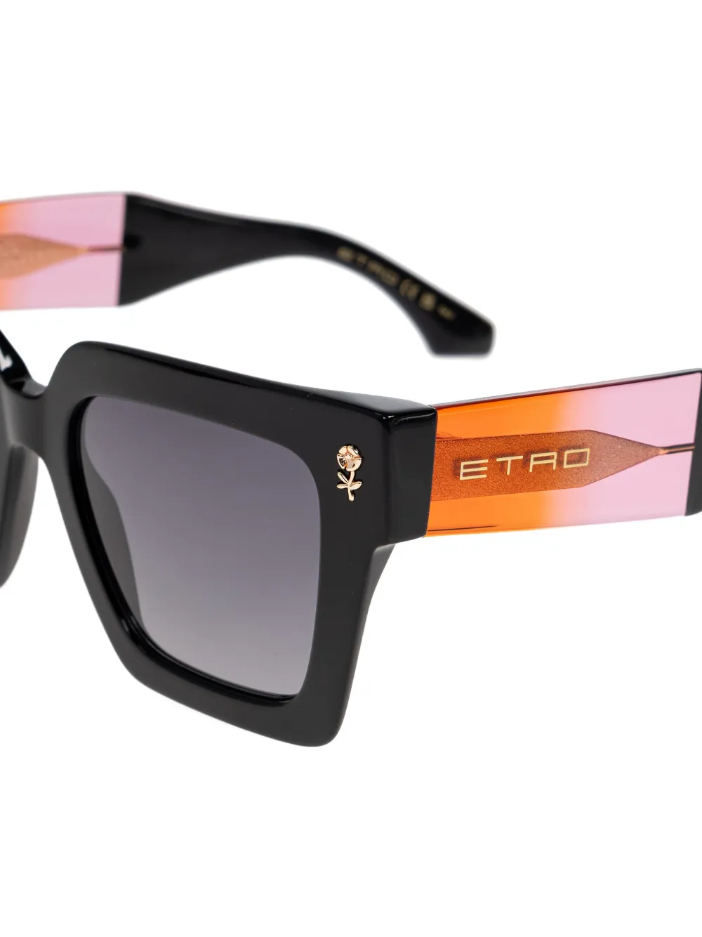 ETRO Zonnebril met vierkant montuur en bloemdetail Zwart