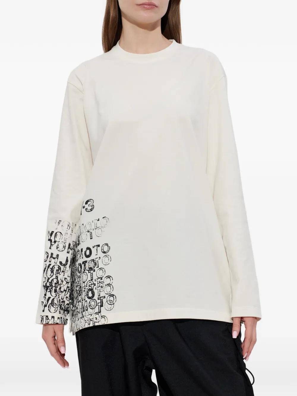 Y-3 T-shirt met lange mouwen met print Beige