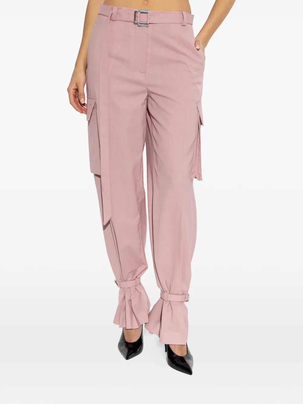 The Attico Cargo broek met ruches Roze
