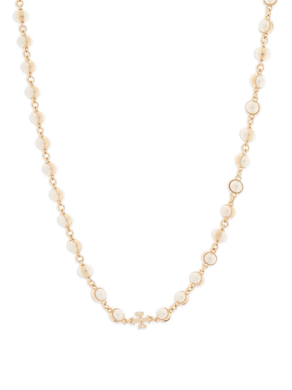  Tory Burch Beaded Logo Necklace - Gold 