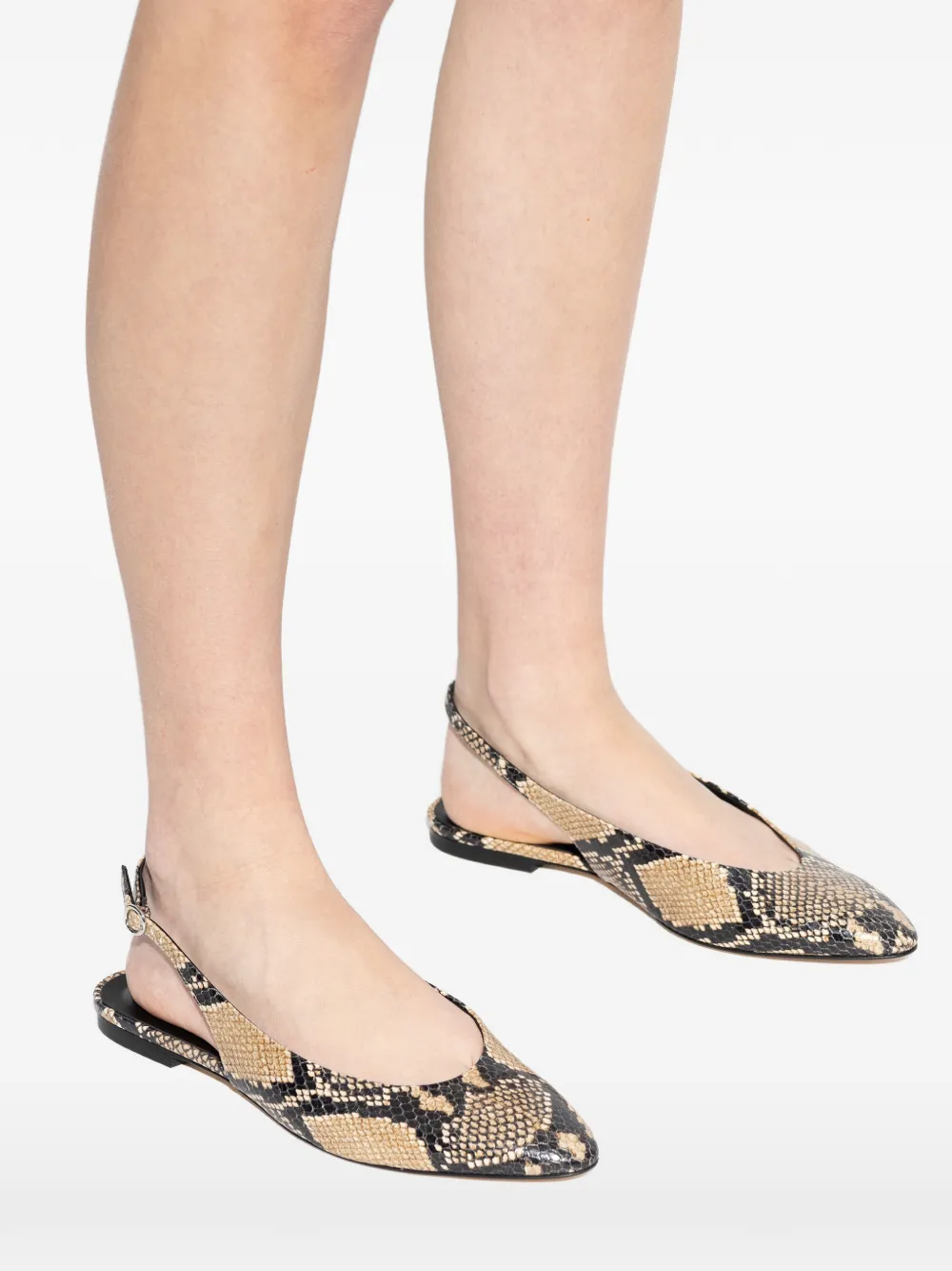 Aeyde snake-pattern flat pumps Beige
