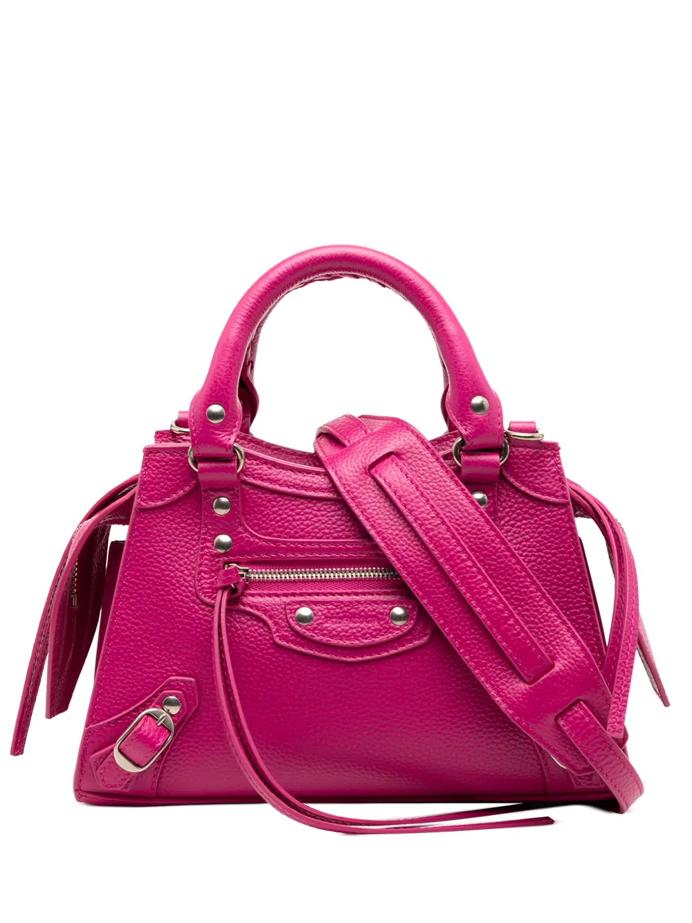 Balenciaga Pre-Owned 2005-2025 Mini Grained Calfskin Motocross Neo Classic City satchel - Rosa