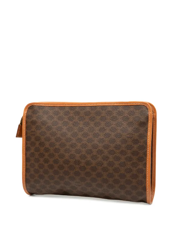 Celine Pre-Owned 2013 Macadam Coated Canvas Clutch Bag | Brown
