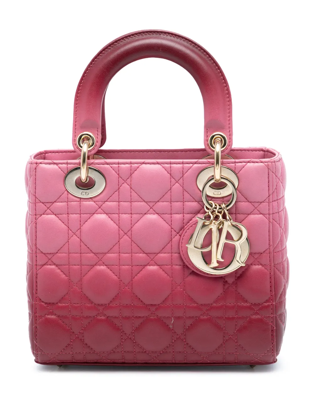 Christian Dior Pre-Owned 2021 Small Gradient Lambskin Cannage Lady Dior satchel - Rosa