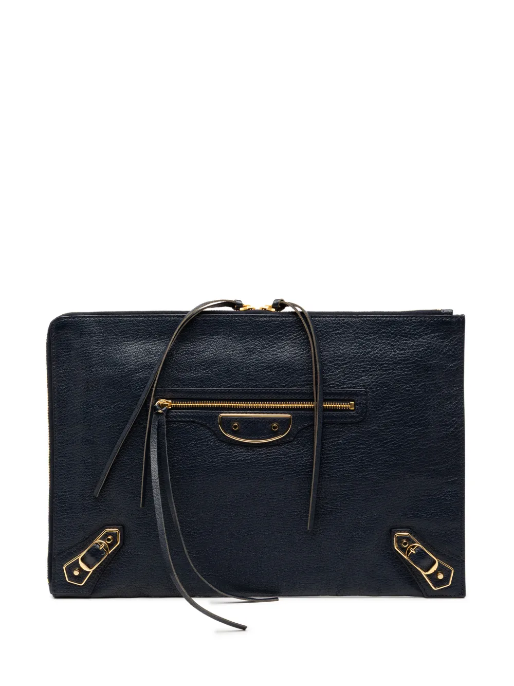 Balenciaga Pre-Owned 2015 Chevre Motocross Classic Metallic Edge clutch bag - Blu