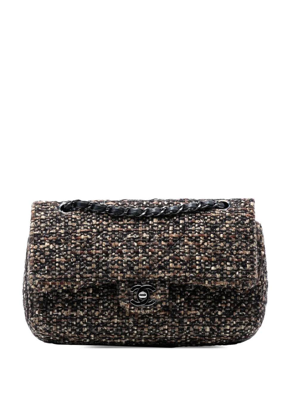 CHANEL Pre-Owned 2011 Medium Classic Tweed Double Flap shoulder bag - Marrone