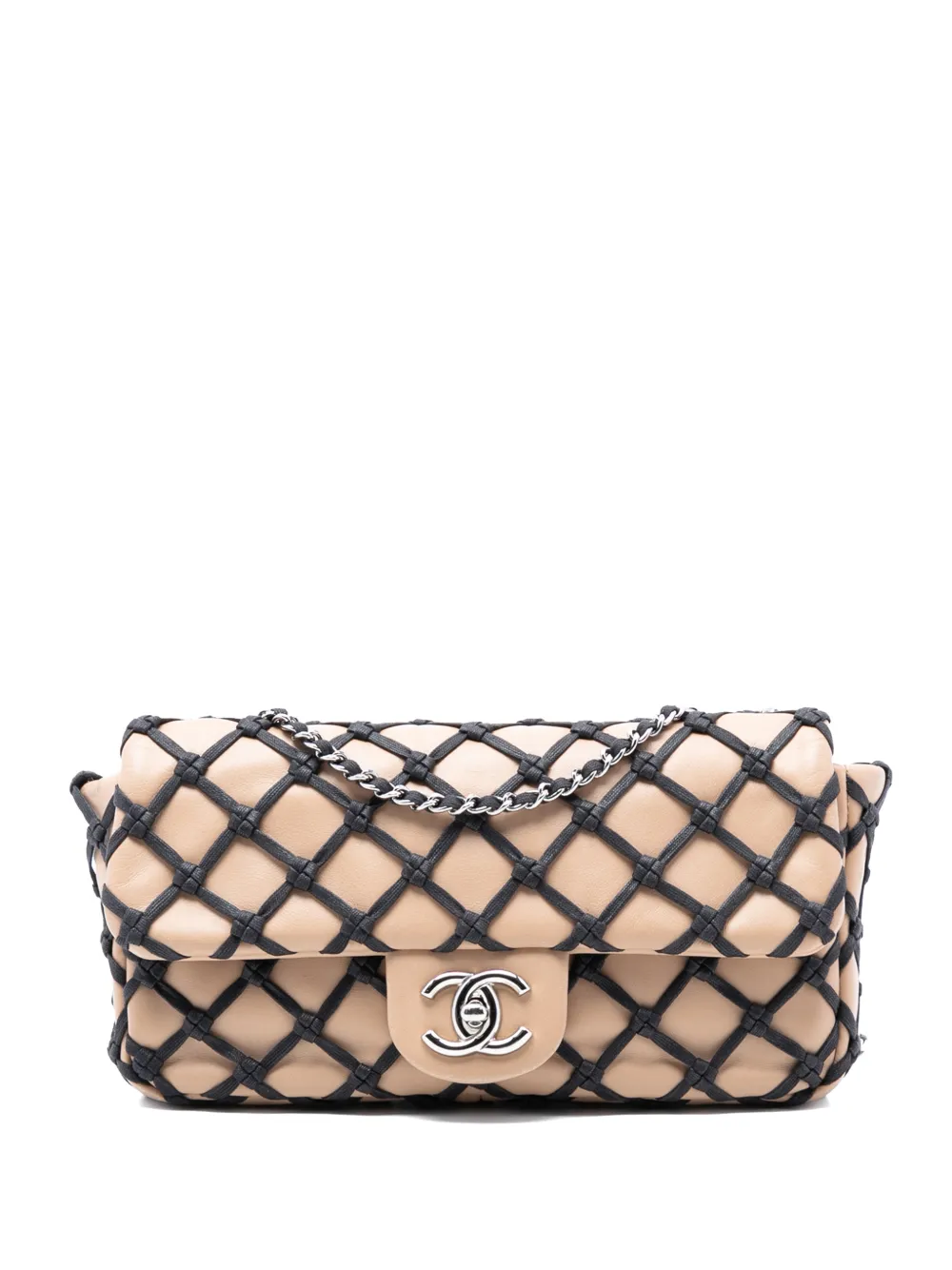 CHANEL Pre-Owned 2010-2011 Small Calfskin Canebiers Net Flap shoulder bag - Toni neutri